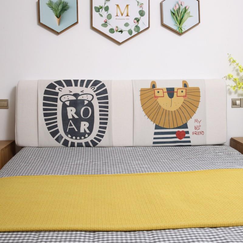 北欧定做床头板软包双人实木床靠垫床头罩榻榻米无床头靠垫可拆洗