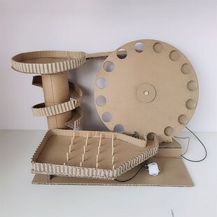 废旧纸箱手工diy材料q包自制电动循环过山车滚珠轨道创意幼儿玩具