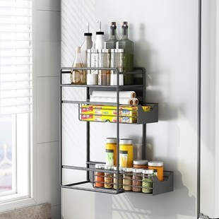 冰箱上方空间利用置物架侧边收纳磁吸壁挂式家用厨房旁边侧面挂架