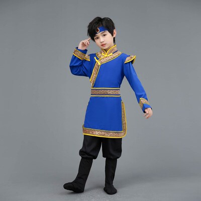 少数民族服装儿童鄂伦春族女童塔塔尔族蒙古族演出服饰哈萨克族男