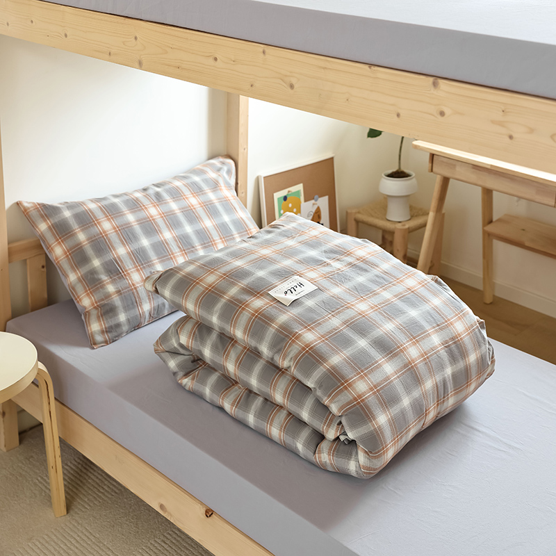 学生宿舍床上0.9住宿六件套全棉色织床垫单人床品男女被褥一整套