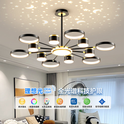 客厅灯2024新款吊灯现代简约大气大厅主灯中山灯具全屋套餐组合