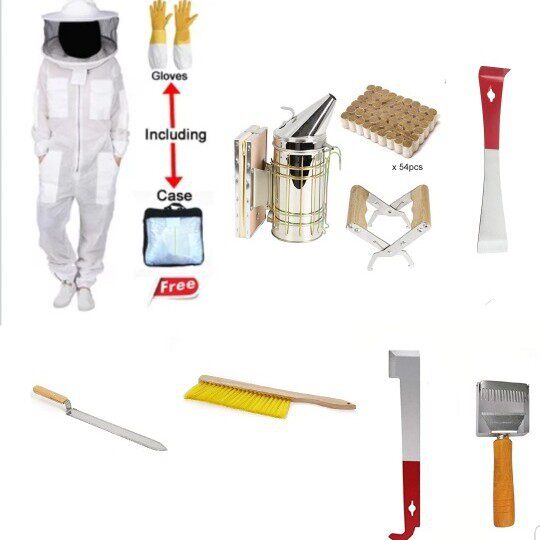 养蜂套装连体蜂衣防蜂手套提脾夹熏烟器起刮刀蜂刷蜂具批发
