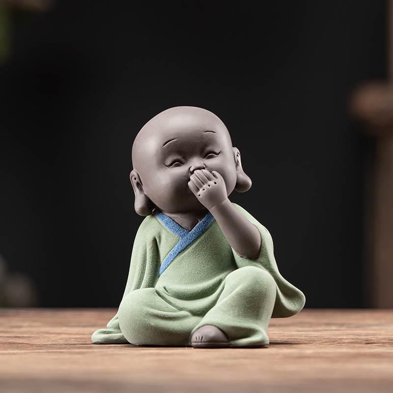 可爱三不小和尚紫砂茶宠摆件精品可养个性茶道配件创意茶台装饰品