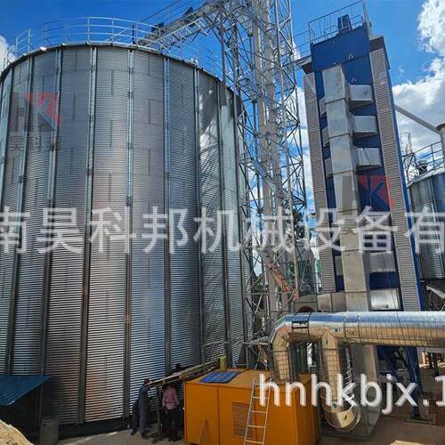 非洲100t烘干塔配套2座1500吨全钢锥斗/平底装配式镀锌粮食钢板仓