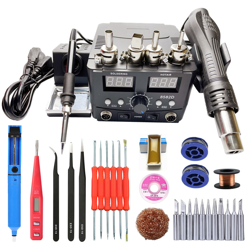 跨境风枪焊台936电烙铁 8588风枪8582D双数显自动休眠拆焊返修台