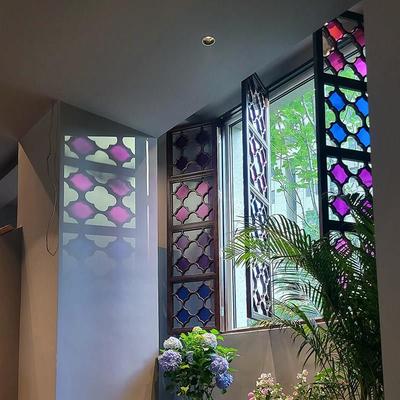 岭南西关风情满洲窗苏州拙政园可园清晖园彷古彩色海棠玻璃花窗
