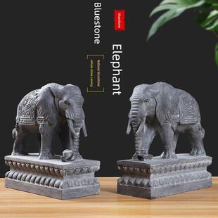 石雕青石大象石象一对摆件看门招财象门口石雕大象石头象原石雕刻