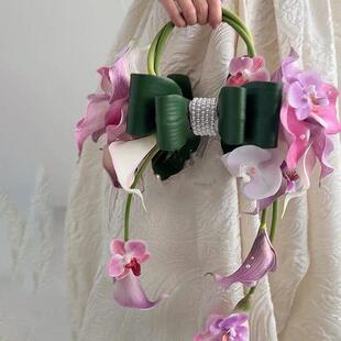 新款小众高级感简约蝴蝶结手捧花手拎花彷真花成品婚礼订婚礼物