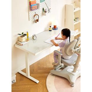 巧思百居青少年书桌学生家用儿童学习桌钢化玻璃电动升降桌电脑桌