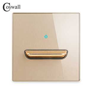 拨动复位笑脸开关 金色玻璃面板 带LED背光灯 墙壁英标多功能插座