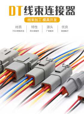 DT06-4S 2-12孔德驰型汽车防水连接器带线护套线束接插件 DT04-6P