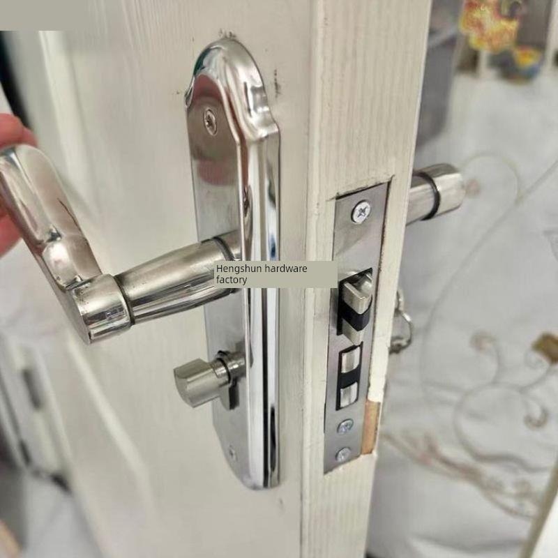 不锈钢卧室静音门锁执手锁房门锁室内锁具50实木通用型门把锁.