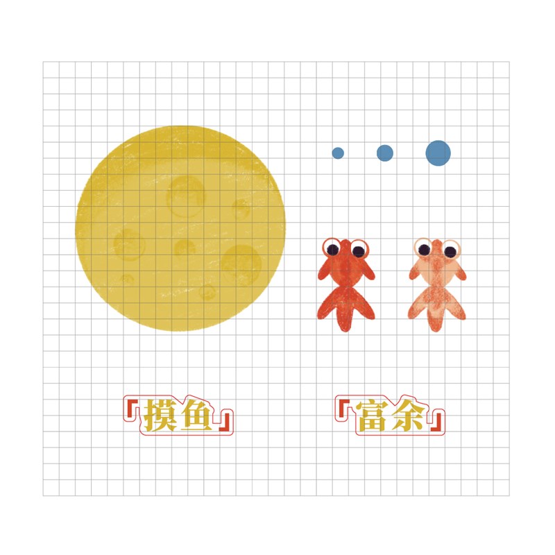 蘑菇空间原创摸鱼贴纸橱窗玻璃门装饰贴画手绘金鱼插画墙贴打卡点图片