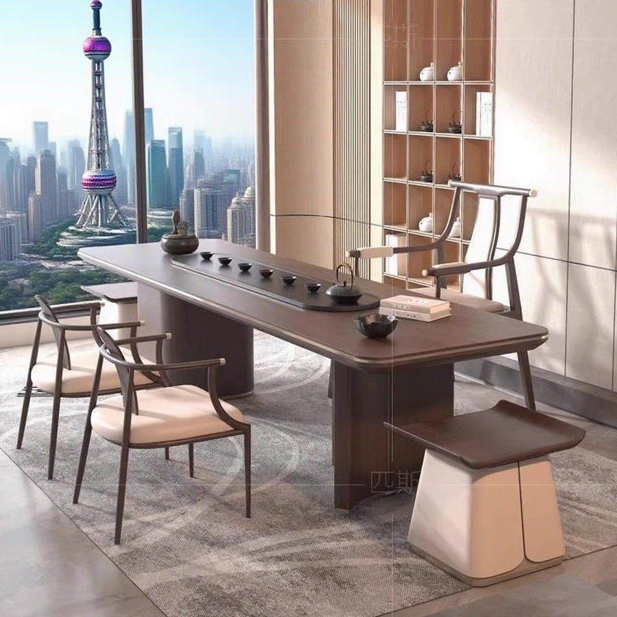 新中式黑胡桃白蜡木休闲茶桌椅组合榫卯简约喝茶桌家用泡茶桌,住宅家具,家用茶台/茶桌,淘宝优惠券,粉丝福利购,淘宝优惠卷