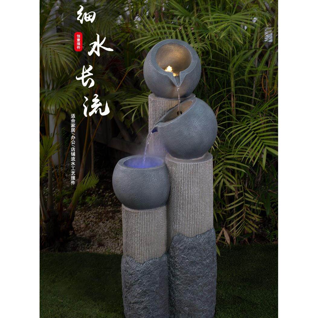 陶罐流水财富摆件落地阳台入口室外庭院花园喷泉循环水景观摆件