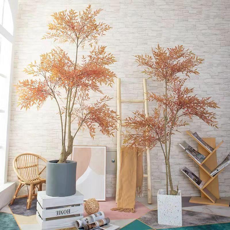 彷真绿色植物南天竹假树大型植物盆栽室内客厅大绿植落地盆景装饰