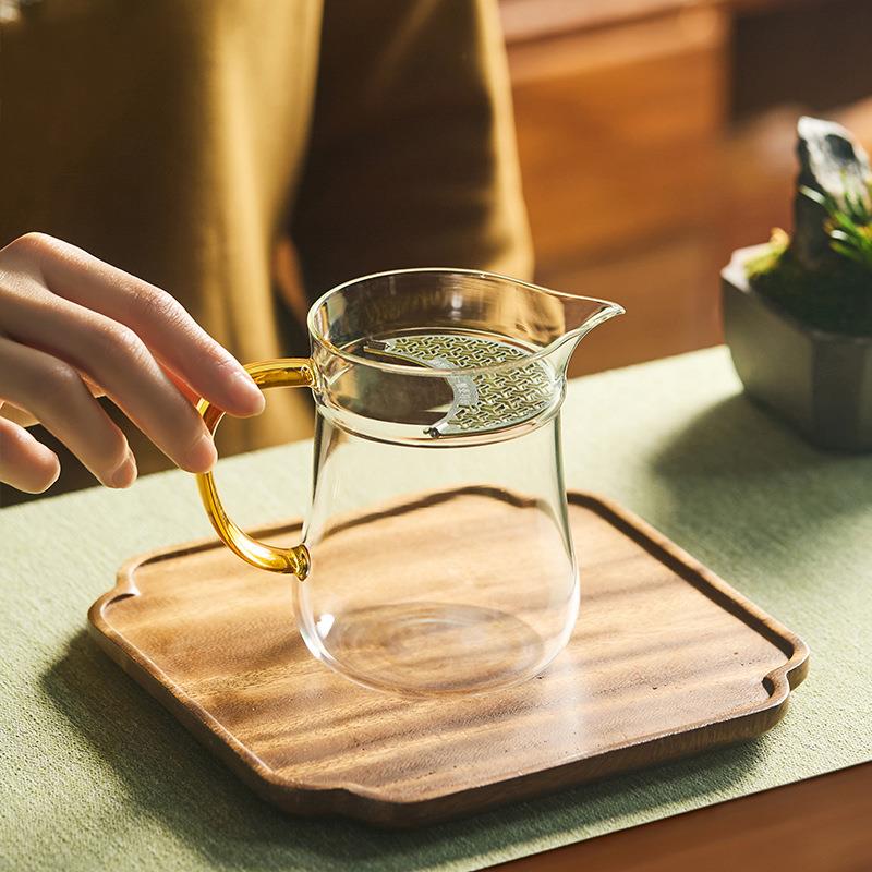 耐高温月牙杯带茶漏过滤网一体玻璃茶壶泡绿茶器分茶杯公道杯茶具