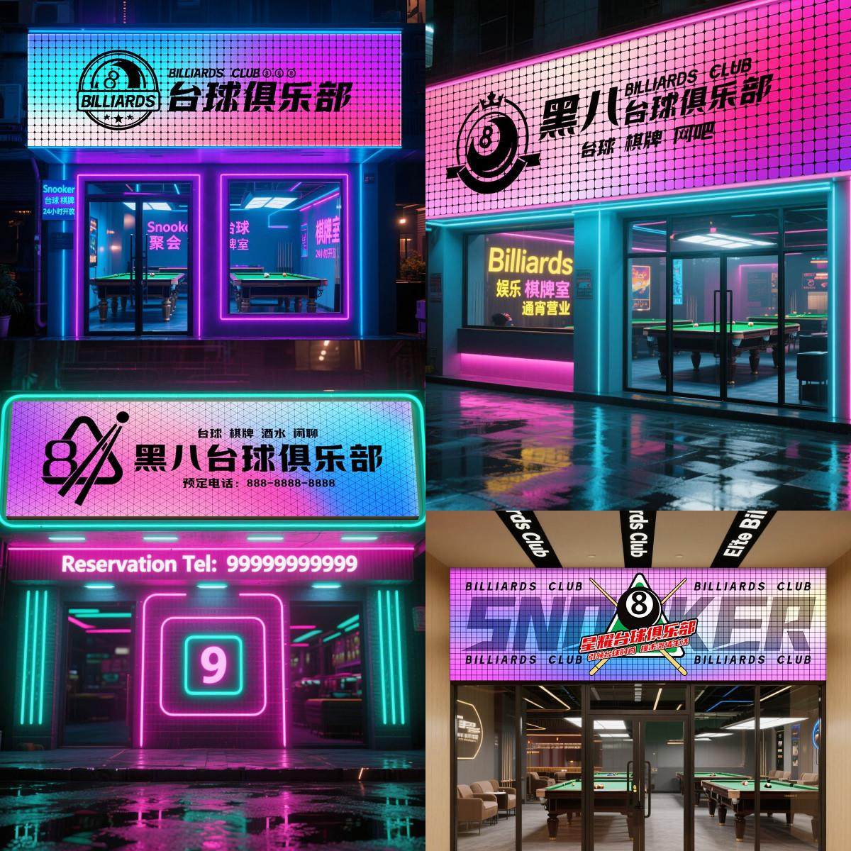 台球厅门头幻彩灯箱网红桌球棋牌室麻将馆KTV户外动感炫彩广告牌,商业/办公家具,灯箱,淘宝优惠券,粉丝福利购,淘宝优惠卷