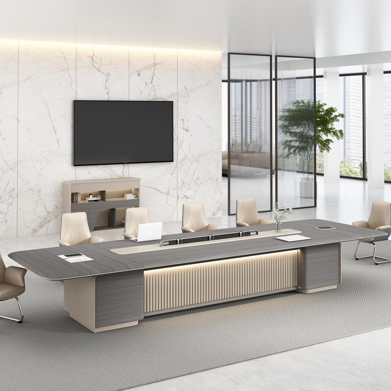 高端大型会议桌简约现代长桌办公室长方形接待开 会会议室桌椅组