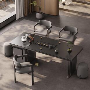 茶桌轻奢现代高级感办公室岩板茶桌椅组合一桌五椅极简阳台泡茶桌