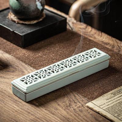 陶瓷卧香炉陶瓷香盒檀香沉香炉镂空线香炉彷古佛室内家用摆件