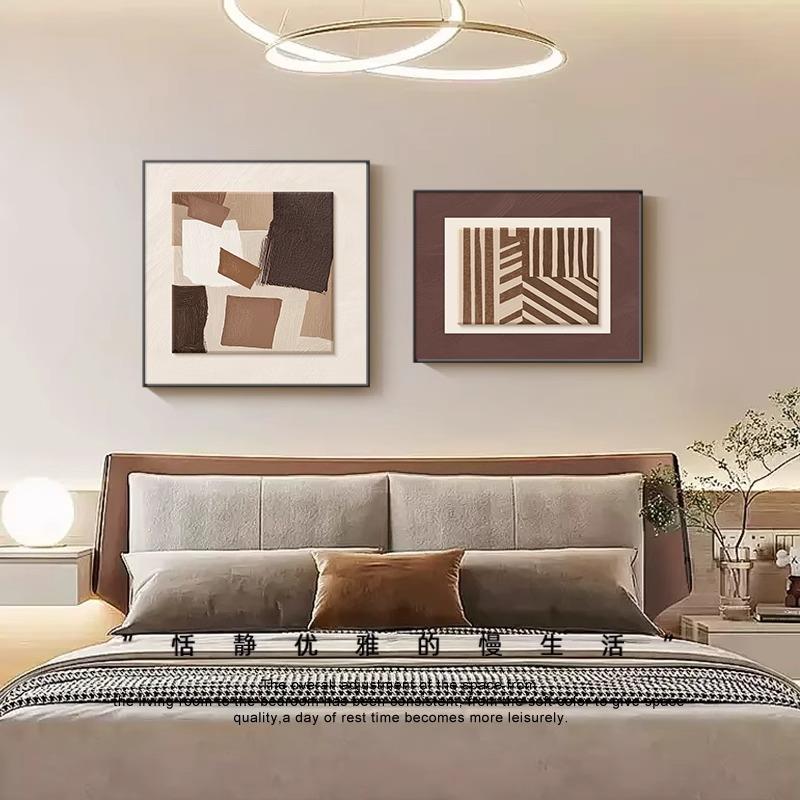 卧室床头装饰画高级感餐厅抽象几何主卧房间壁画现代轻奢墙面挂画