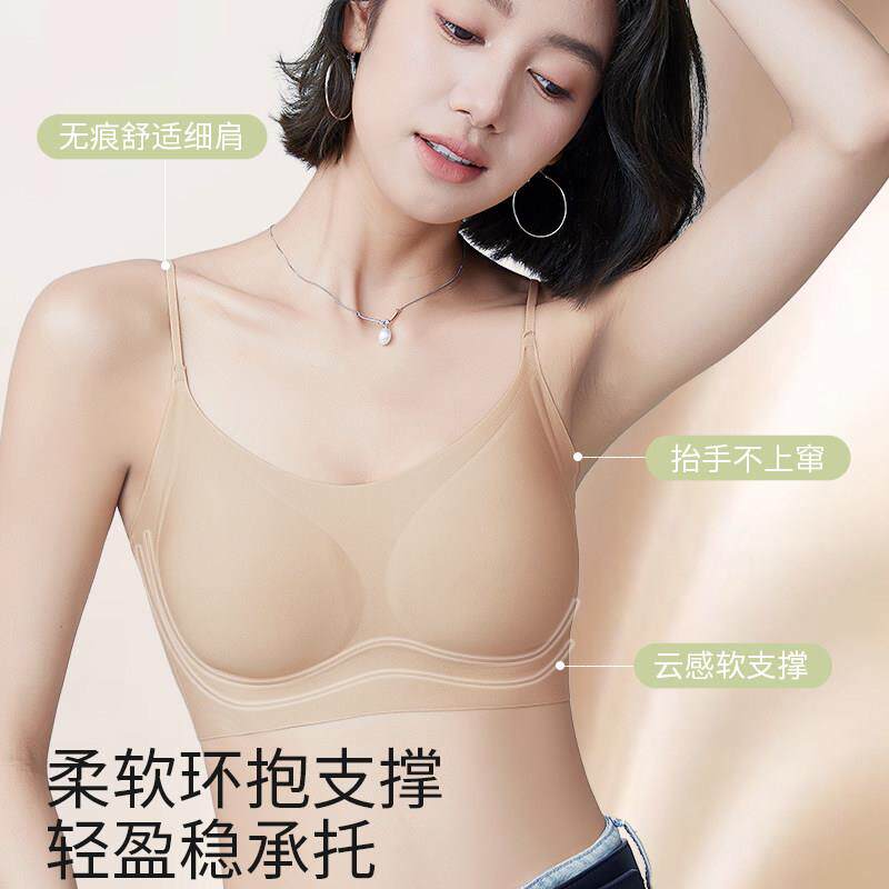 【超细肩带粉底液内衣】无痕隐形女小胸聚拢特调深肤色收副乳文胸