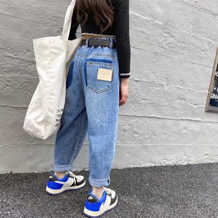 韩版 2024春秋季 休闲宽松萝卜裤 哈伦裤 韩国童装 老爹裤 男女童牛仔裤