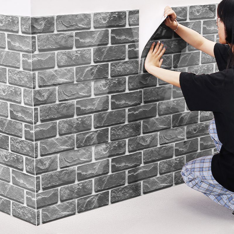 砖纹墙纸自粘3d立体墙贴防水防潮仿古墙砖复古P饭店墙裙护墙板壁