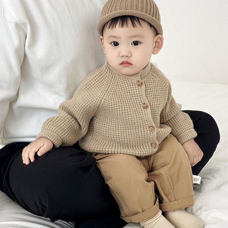 婴儿春秋装长袖针织开衫休闲裤套装男宝宝百搭毛衣外套长裤女童装,童装/婴儿装/亲子装,套装,淘宝优惠券,粉丝福利购,淘宝优惠卷
