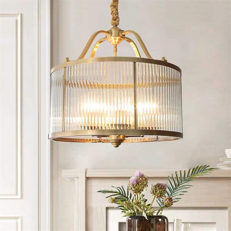 美式乡村创意g全铜吊灯欧式复古餐厅豪华吧台灯网红卧室书房玄关