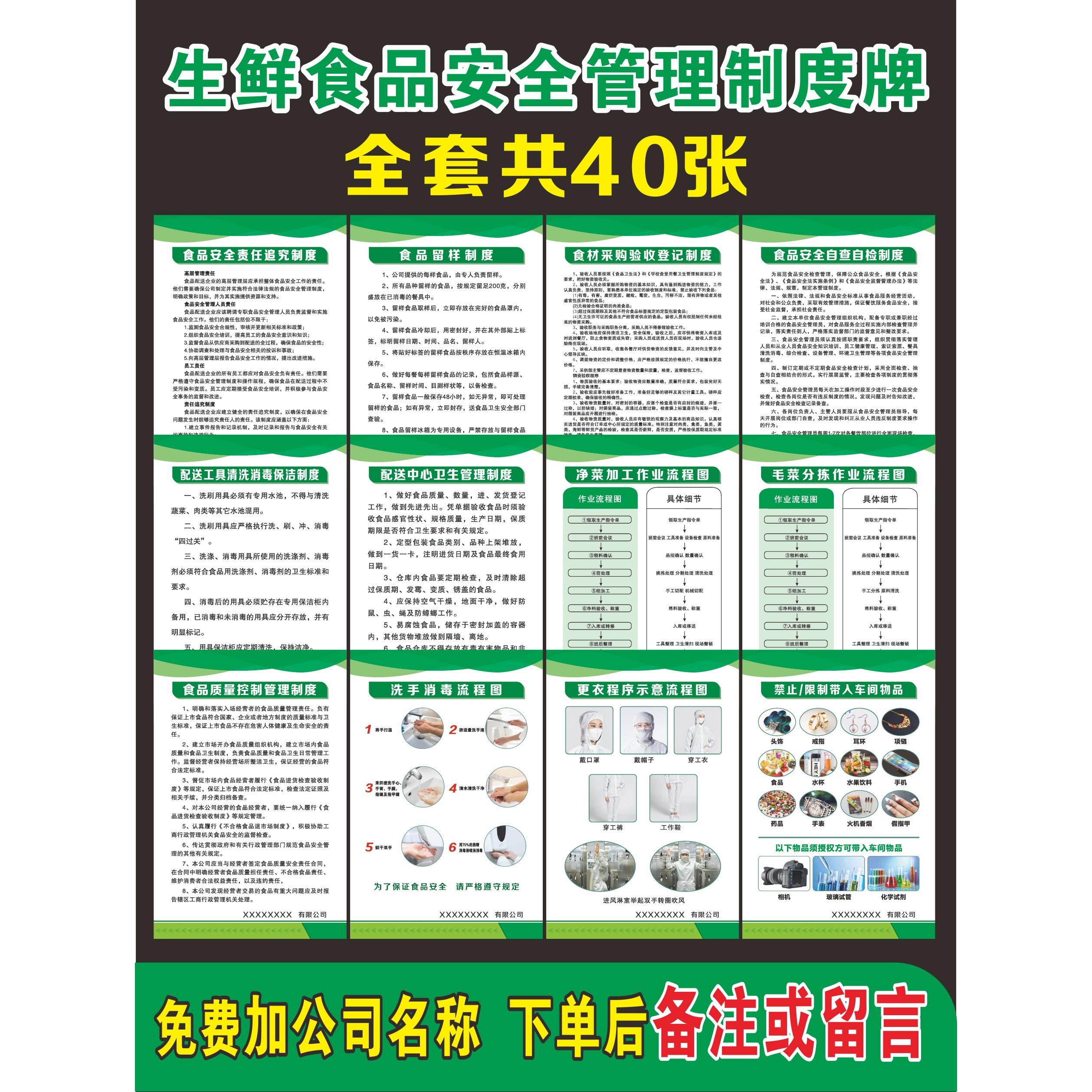 食品安全管理制度生鲜食品配送4D厨房食品厂制度牌餐饮业KT板