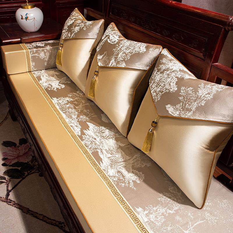 新中式红木罗汉床垫五件套高档乳胶坐垫实木家俱沙发垫子套罩定制