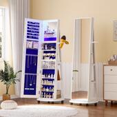 旋转全身镜 衣帽间落地镜 现代简约全身镜子首饰储物柜全身镜