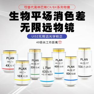 195生物显微镜无限远平场消色差Plan 4X10X20X40X60X100X专业物镜