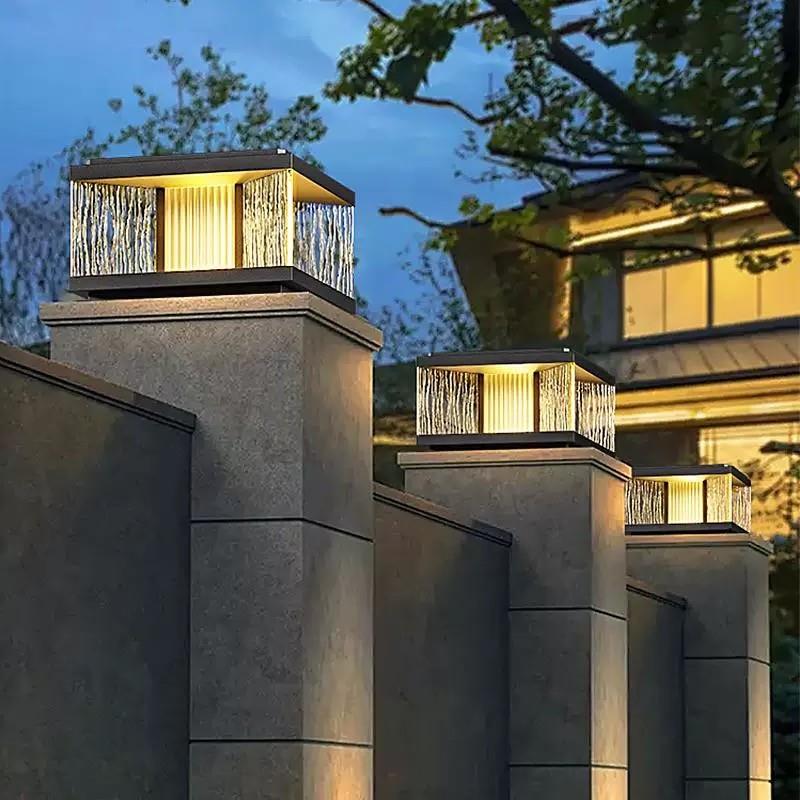 太阳能柱头灯庭院大门灯门柱灯户外围墙灯防水柱子灯别墅大门柱灯