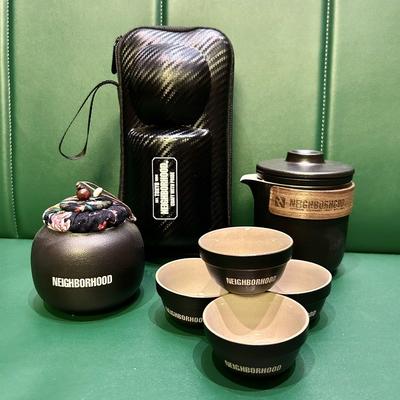 Nbhd陶瓷茶具户外露营式便携式功夫茶一壶四杯化妆品包粗陶厚