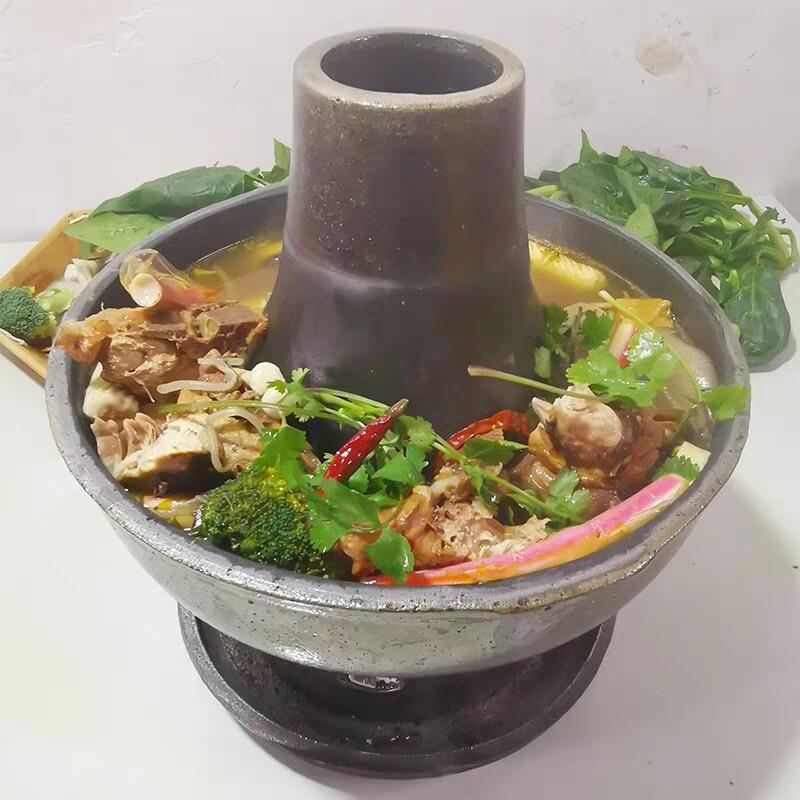 安口手工砂瓷木炭砂锅传统汤锅炖锅暖锅砂锅 一体式暖锅高端大号