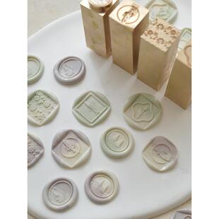 南初文创 包邮方铜柱火漆印章小金条浮雕鱼黄铜章蝴蝶结蕾丝盖戳