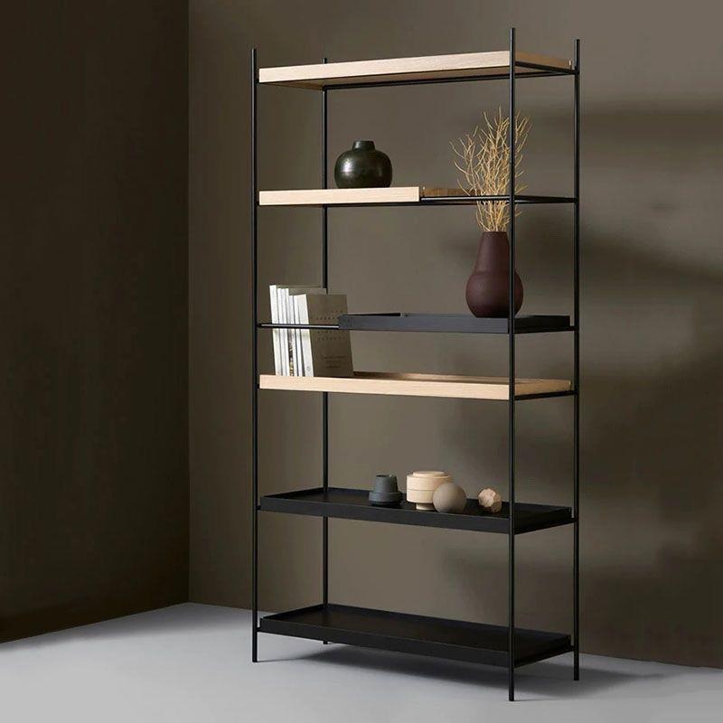 办公室落地多层置物架客厅工业风铁艺实木隔板储物架柜简约展示架