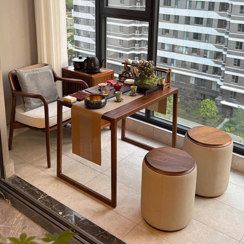 北美黑胡桃木阳台小茶桌小户型客厅家用实木茶台茶几茶桌椅组合,住宅家具,家用茶台/茶桌,淘宝优惠券,粉丝福利购,淘宝优惠卷