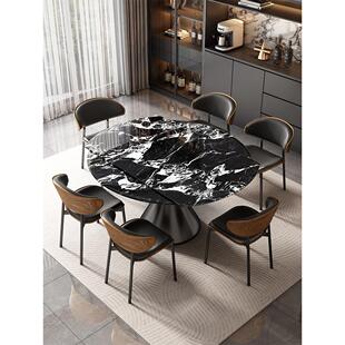 轻奢天然微晶石餐桌椅组合家用小户型可伸缩折叠方圆两用旋转饭桌