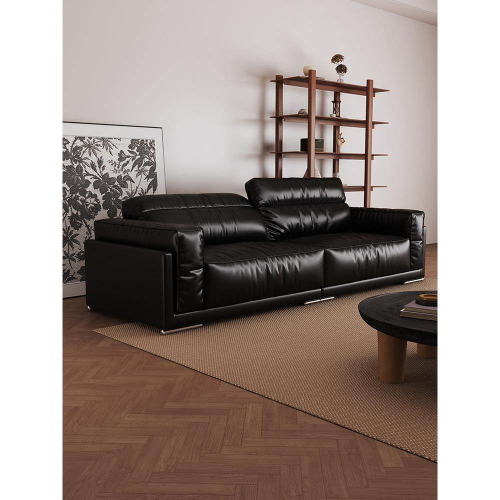 意式轻奢头层真皮曜石沙发客厅简约高靠背豆腐块绒布沙发2025新款,住宅家具,皮艺沙发,淘宝优惠券,粉丝福利购,淘宝优惠卷