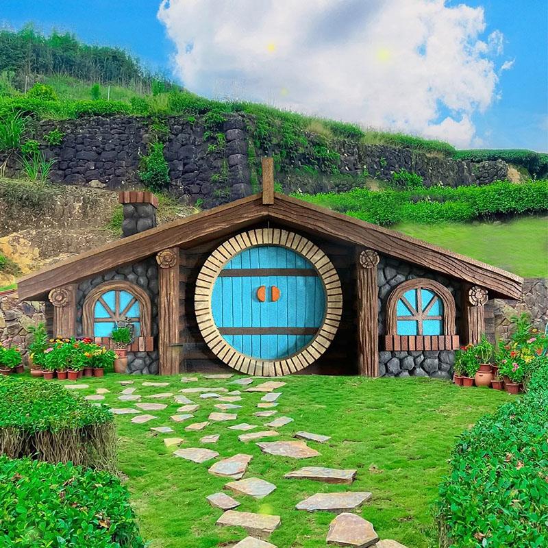 户外景区霍比特小屋网红打卡背景墙场景布置装饰拍照道具景观摆件