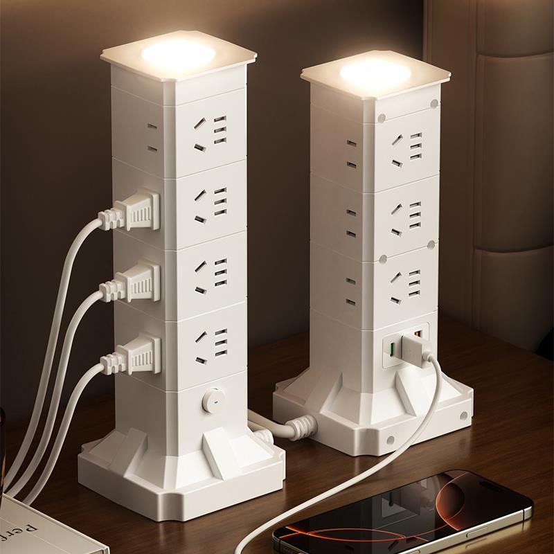 多插位立式魔方插座带usb插板带线 线3米5米延长线 线多孔多用接