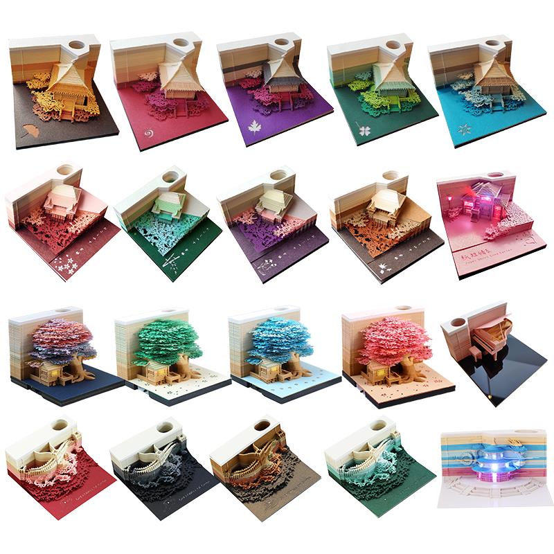 yumso官方3D立体纸雕建筑便签纸中国古风创意摆件男女生礼物定制