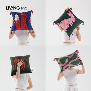 LIVING inc.脑洞商店 艺术插画动物沙发抱枕多巴胺ins少女心靠垫