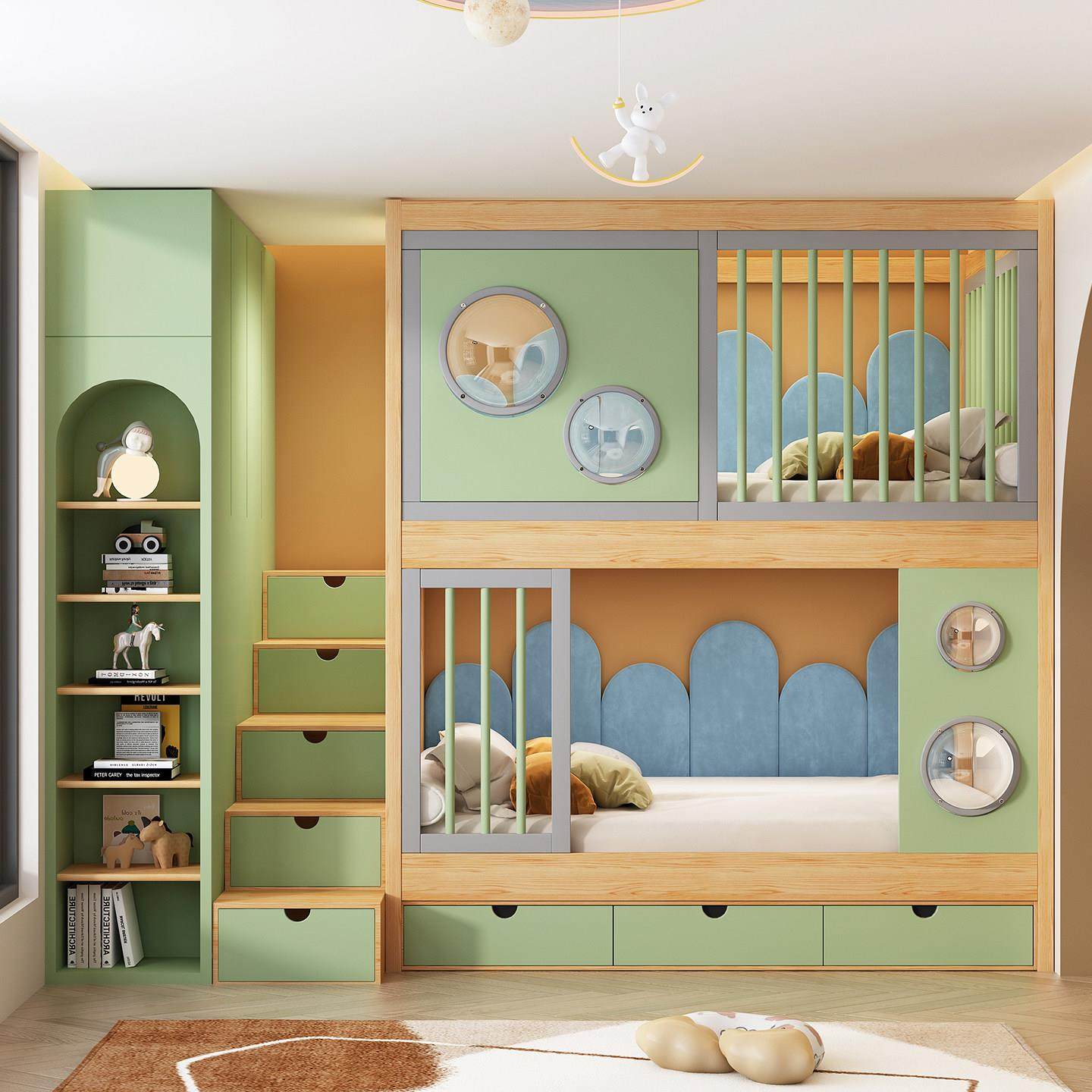 全实木儿童房全屋定制树屋床双胞胎二胎儿童房设计两个孩子的卧室,住宅家具,高低/子母床,淘宝优惠券,粉丝福利购,淘宝优惠卷