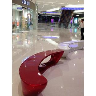 玻璃钢休闲座椅异形机场休息区等候椅创意月亮型凳子商场座椅定制